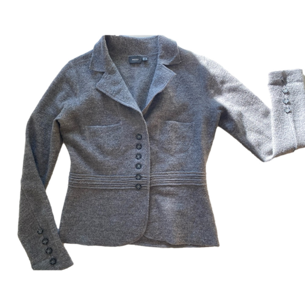 Woolen gray blazer women's jacket MEXX medium 💯 wool